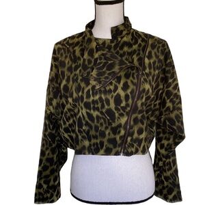 WOW Couture Animal Print Moto Crop Top Size Medium
